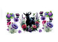 Black Goat with Purple Flowers