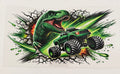 Dinosaur and monster truck
