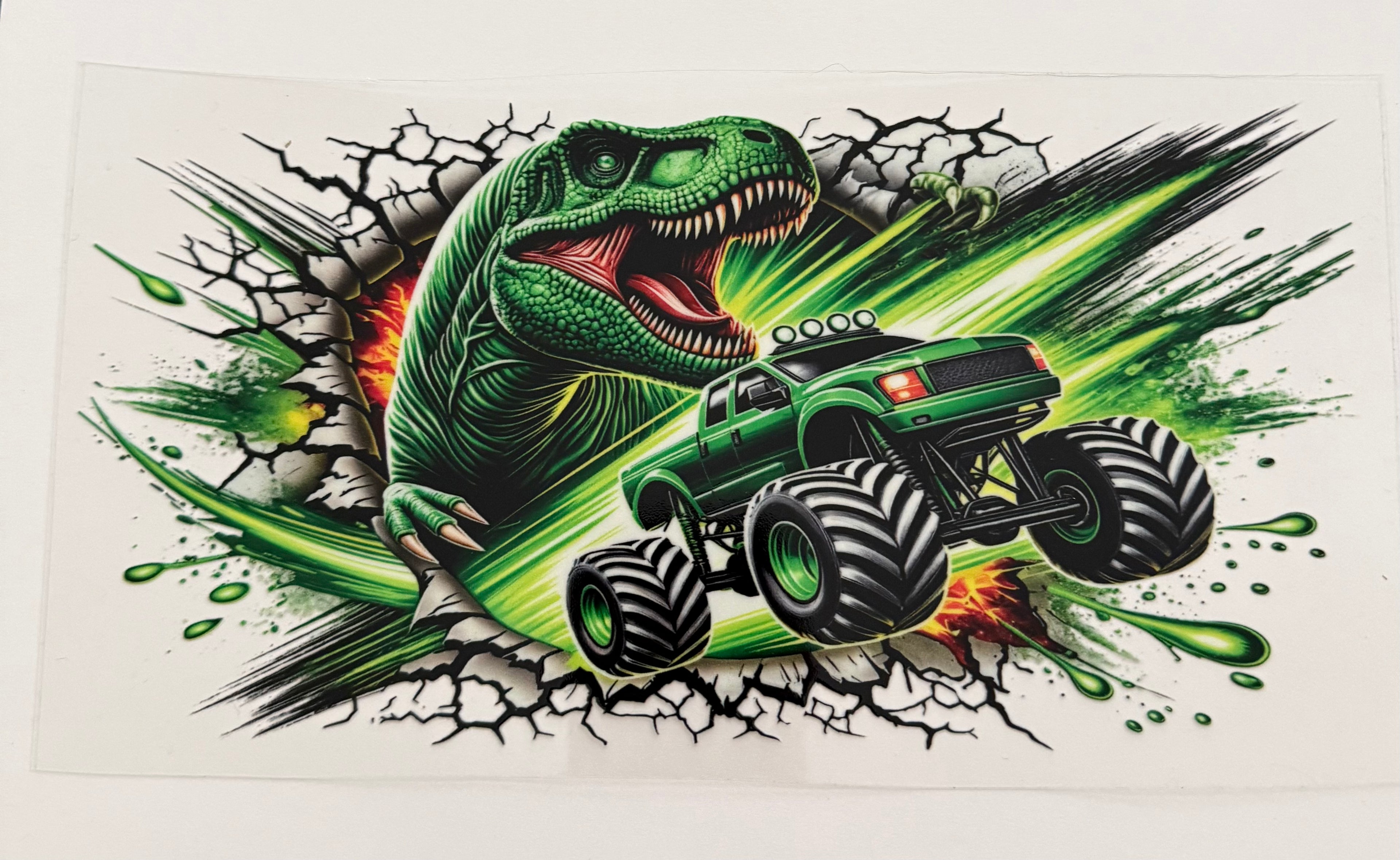 Dinosaur and monster truck