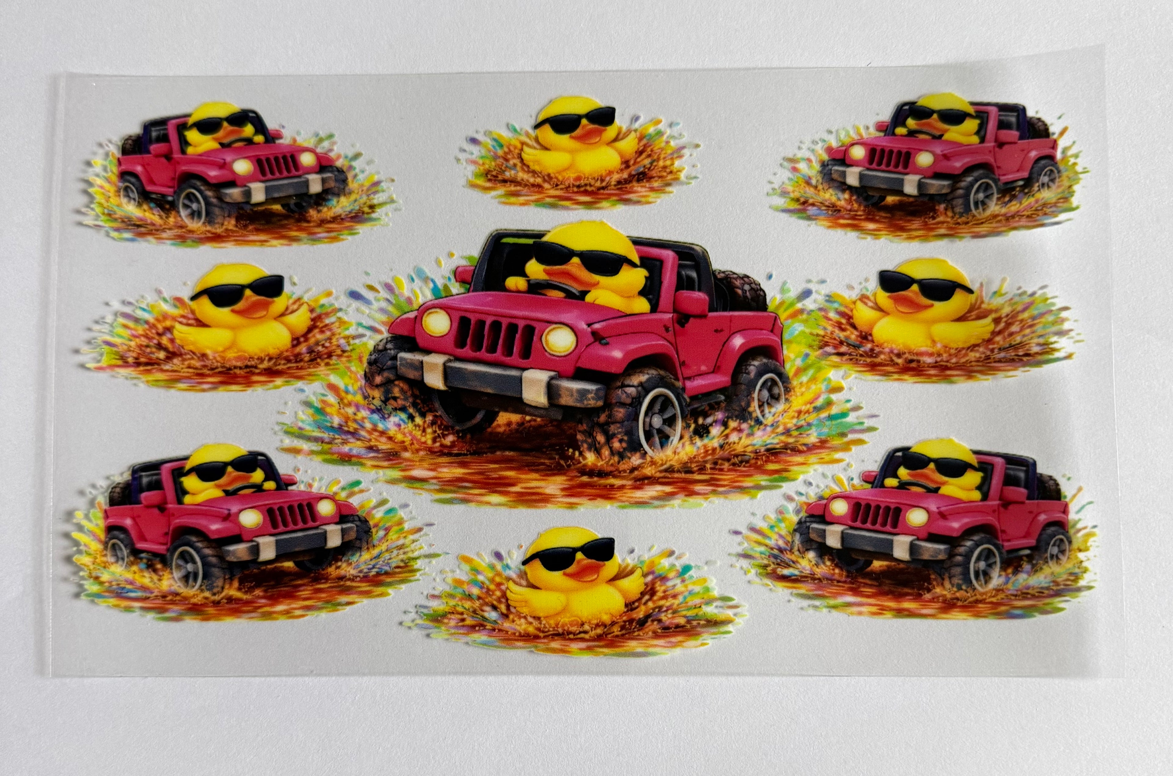 Pink Jeep with ducks