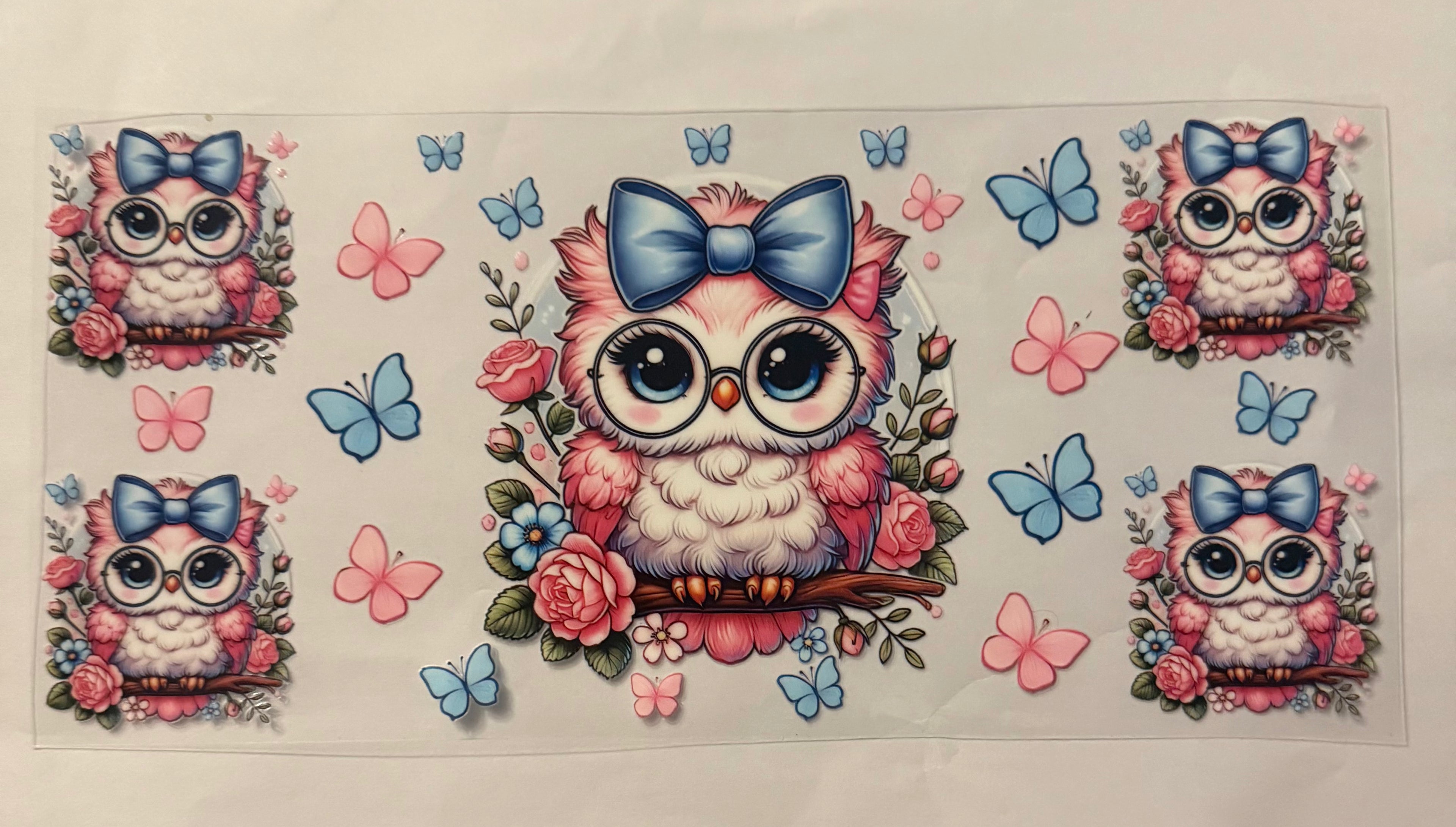 Owls with butterflies