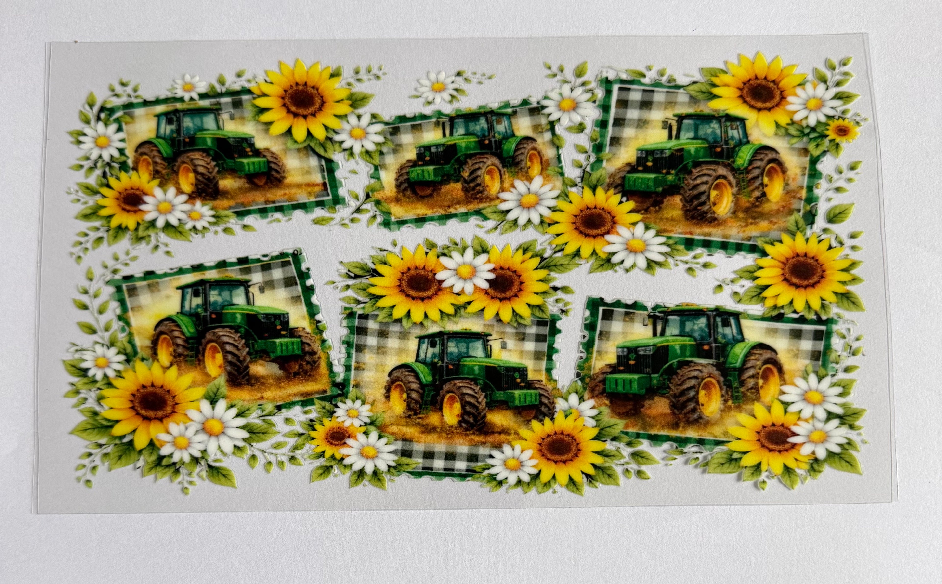John Deere Tractor with sunflower
