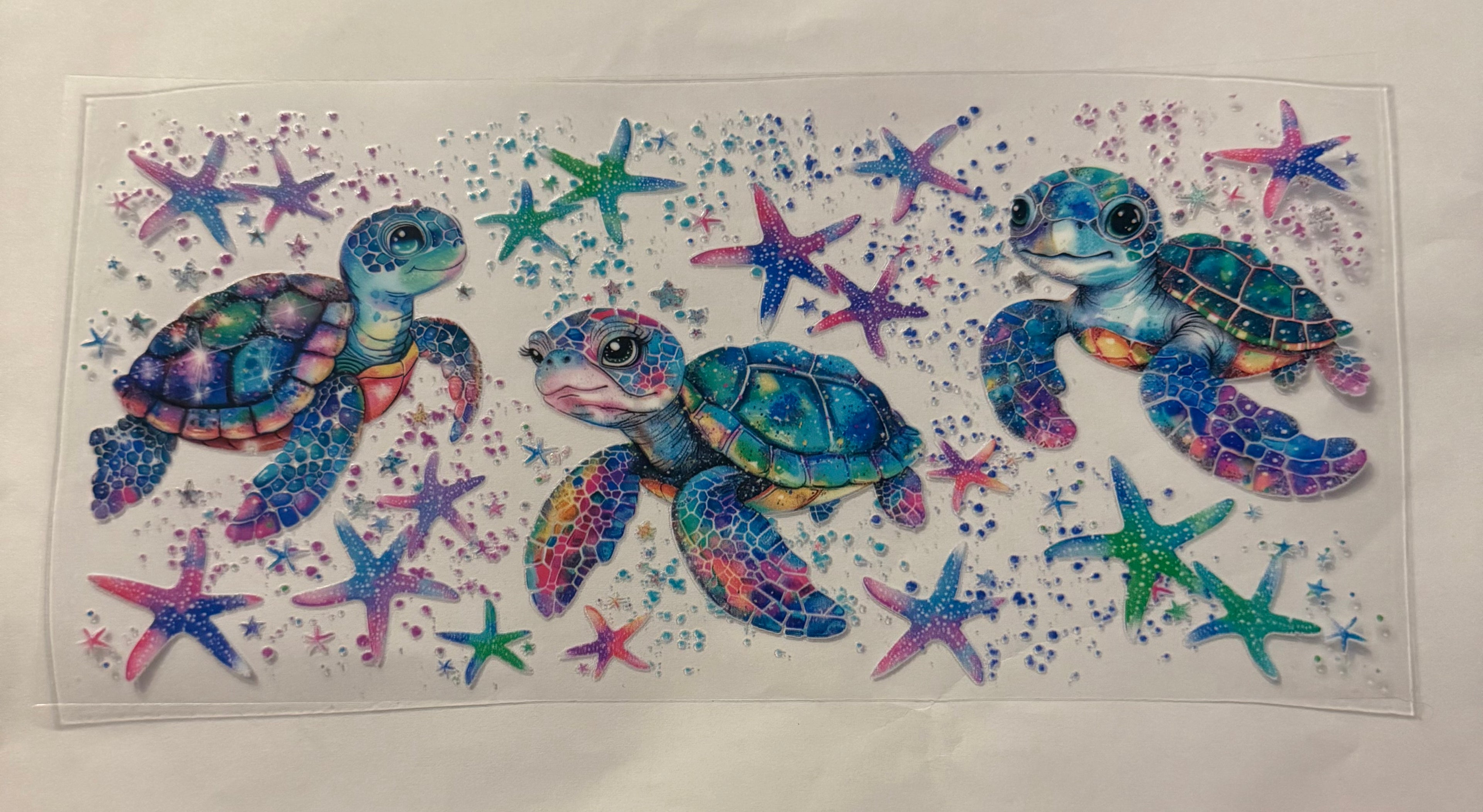 Sea turtle with starfish
