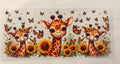 Giraffe with sunflowers