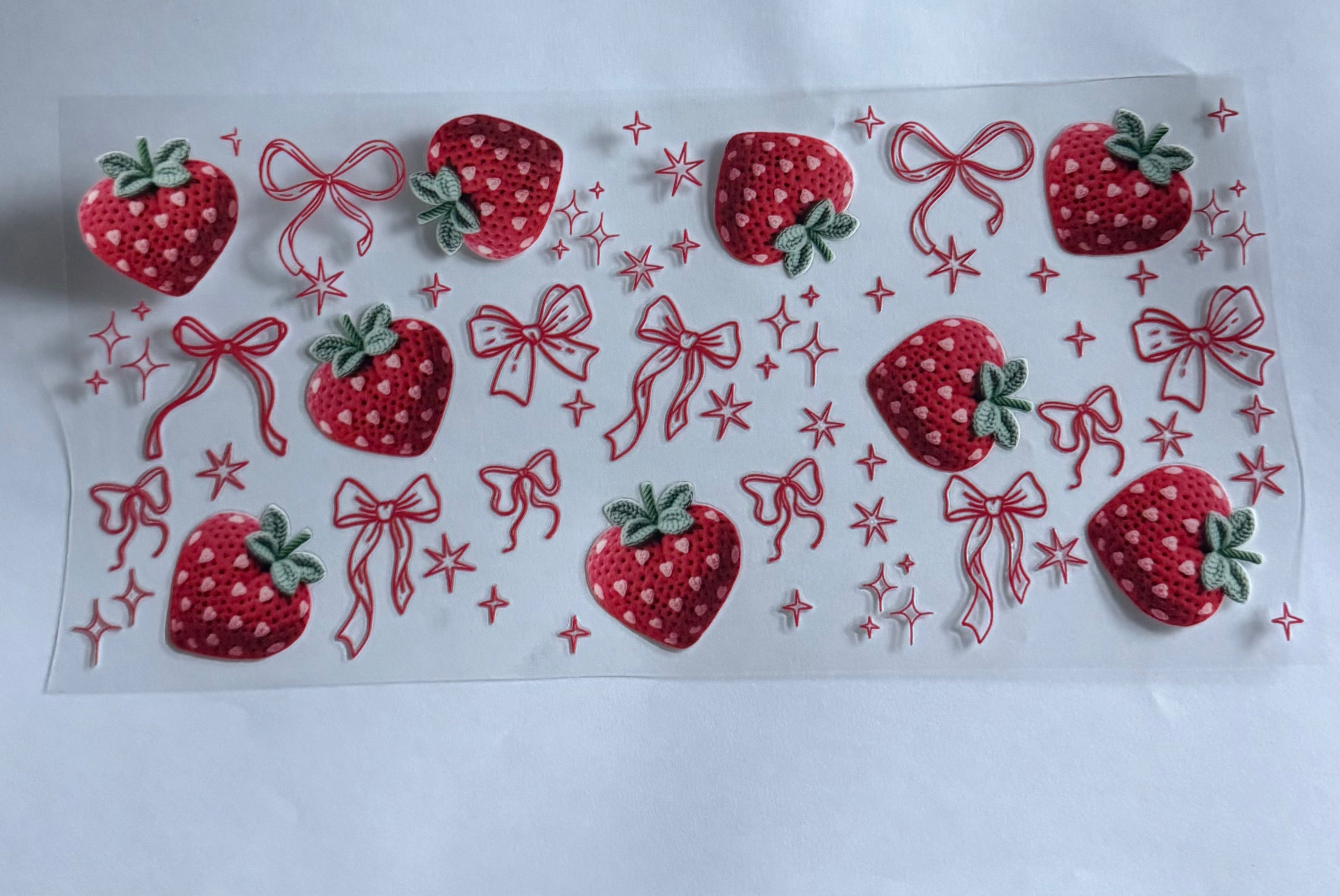 Crocheted strawberries with bows