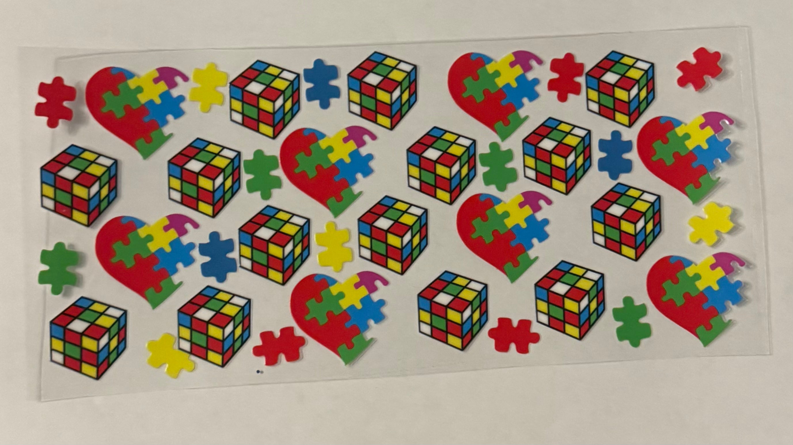 Autism heart and cube