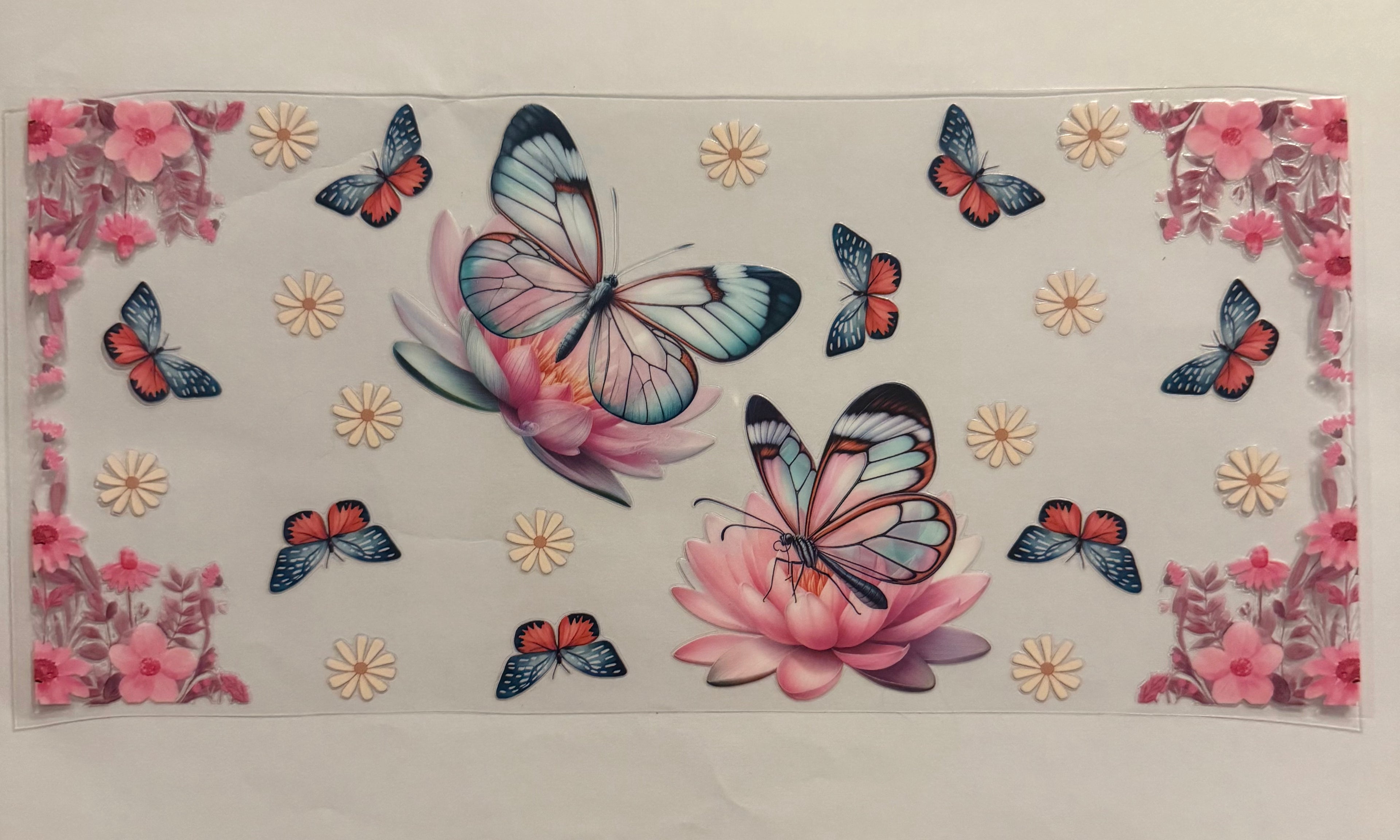 Butterflies with pink flowers