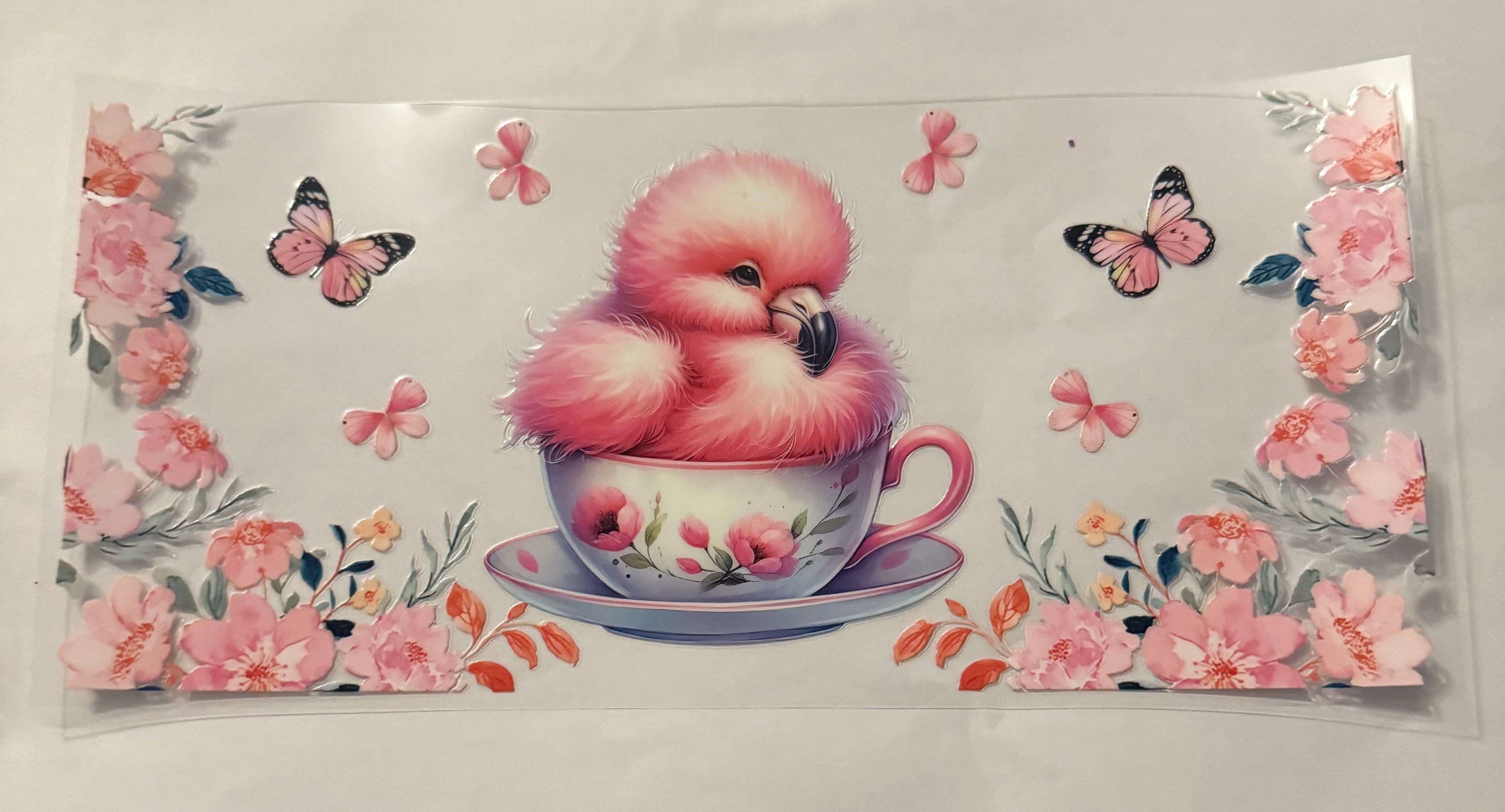 Baby flamingo in tea cup
