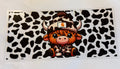 Cow in Carhartt beanie brown plaid button up