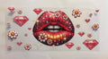 Lips with gems and flowers