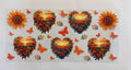 Sunset hearts with flowers