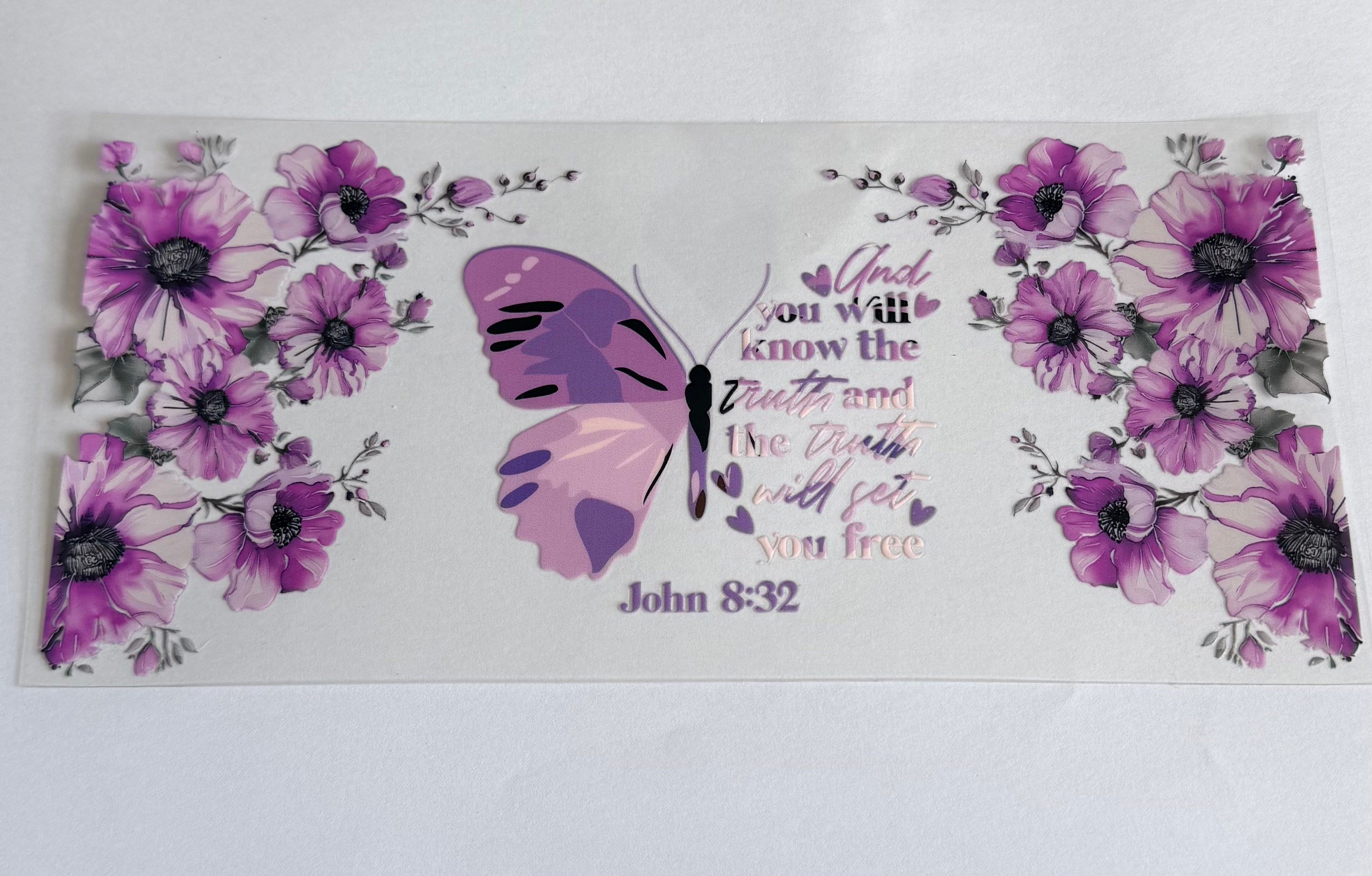 Purple Butterfly with Bible verse