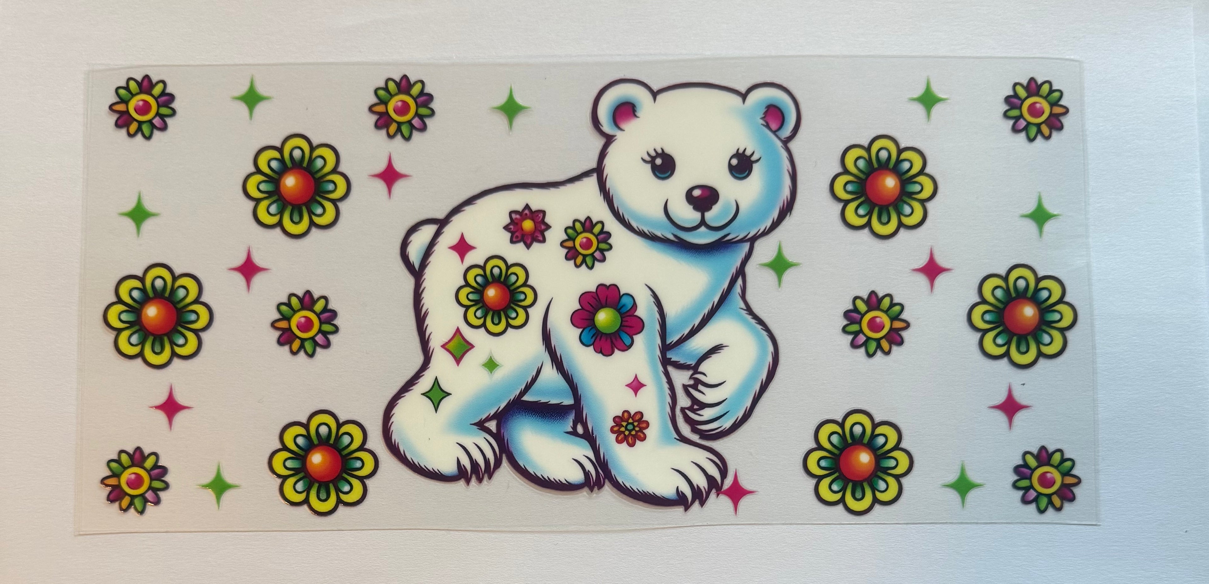 Polar bear and flowers