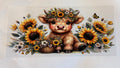 Cow with sunflowers