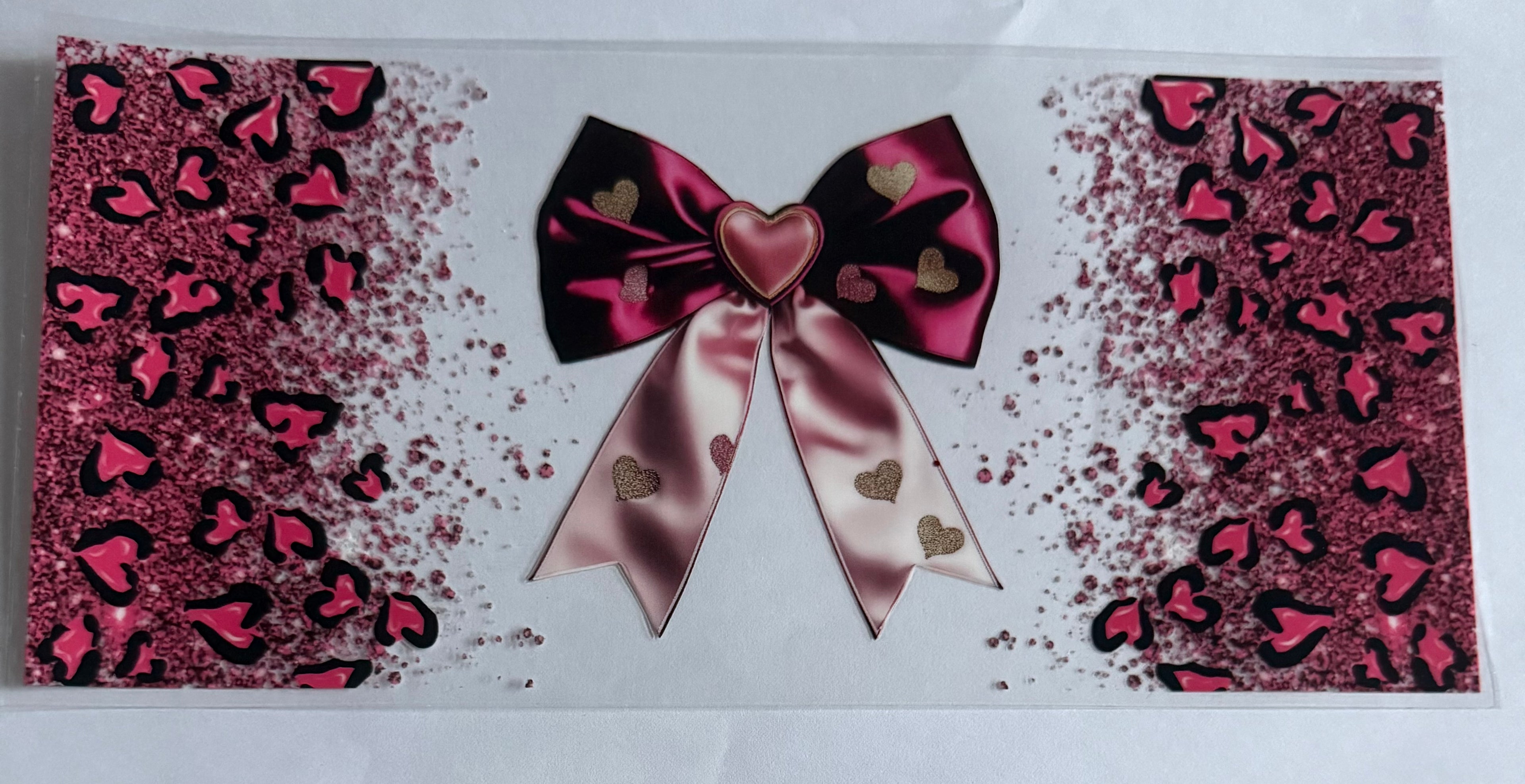 Pink silk bow with cheetah print