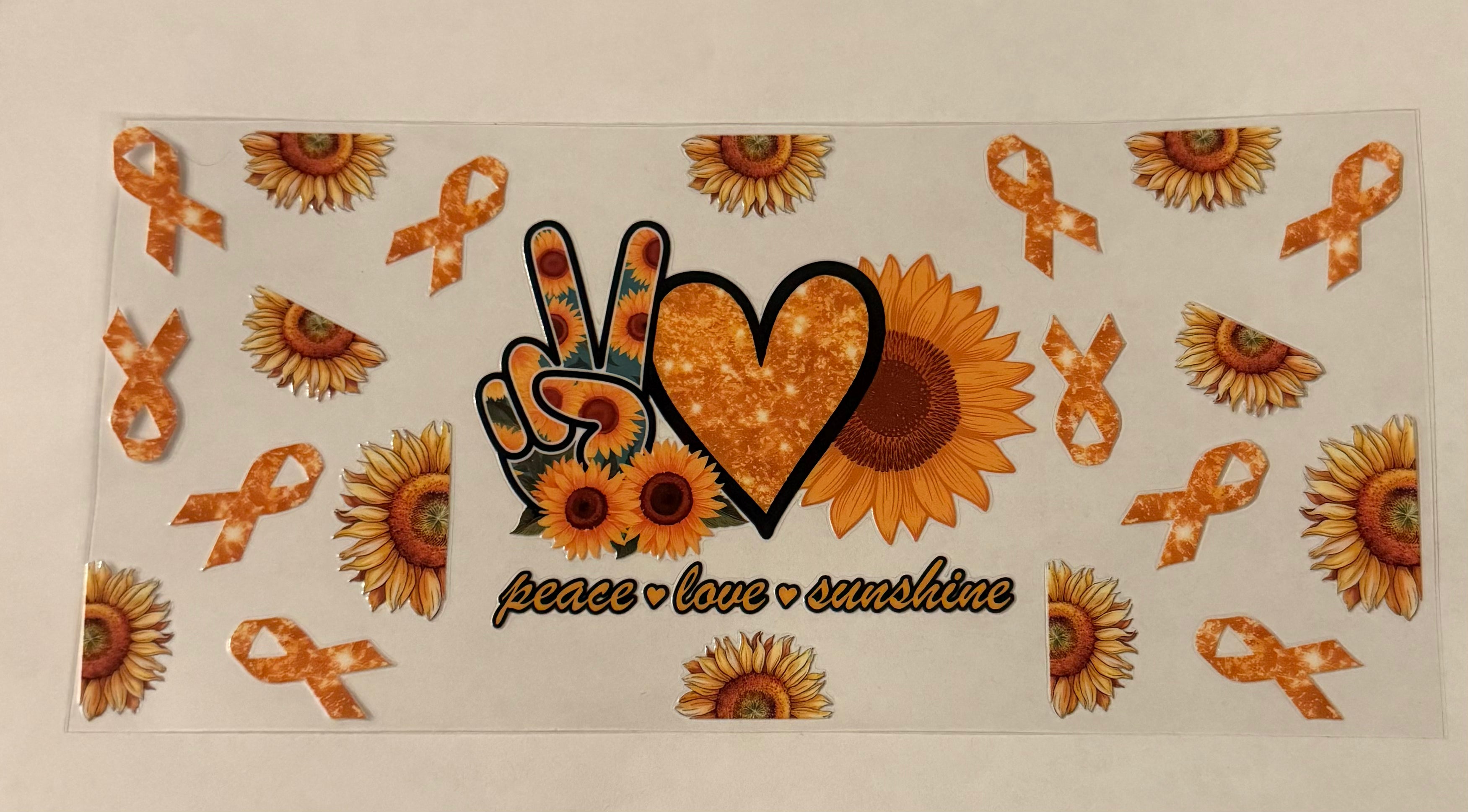 Peace love sunshine with cancer ribbon