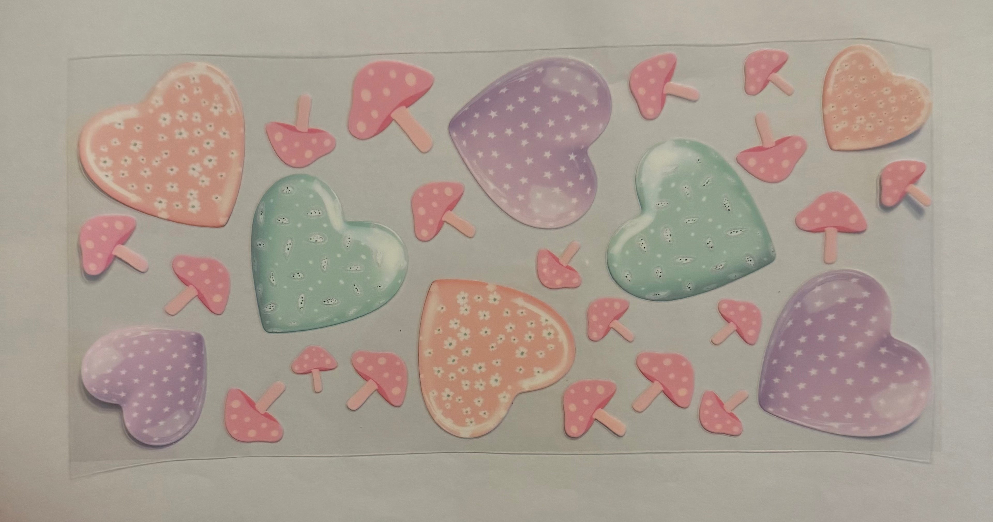 Pastel hearts with mushrooms